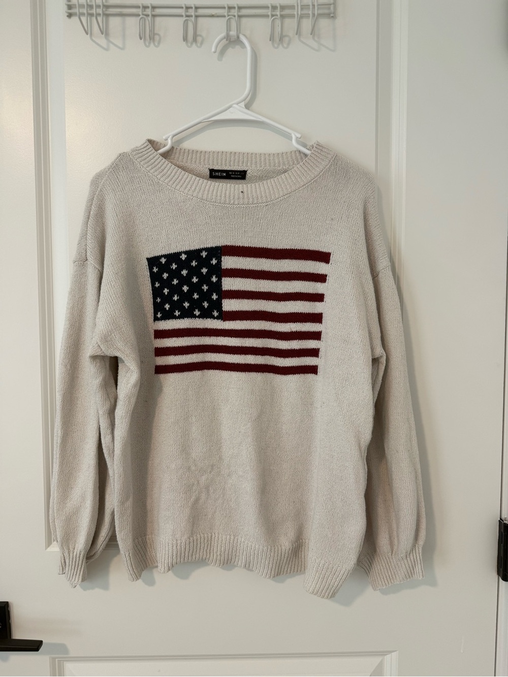 SHEIN Cream Knit Crewneck Sweater
